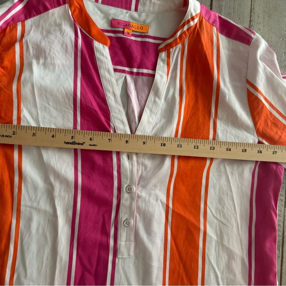 Vilagallo Pink & Orange Striped V-Neck Tunic - Picture 6 of 6